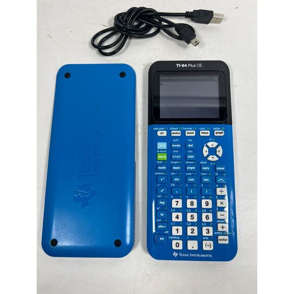 Texas Instruments Other - Texas Instruments TI-84 Plus CE Graphing Calculator Tested WITH Case Cable Blue